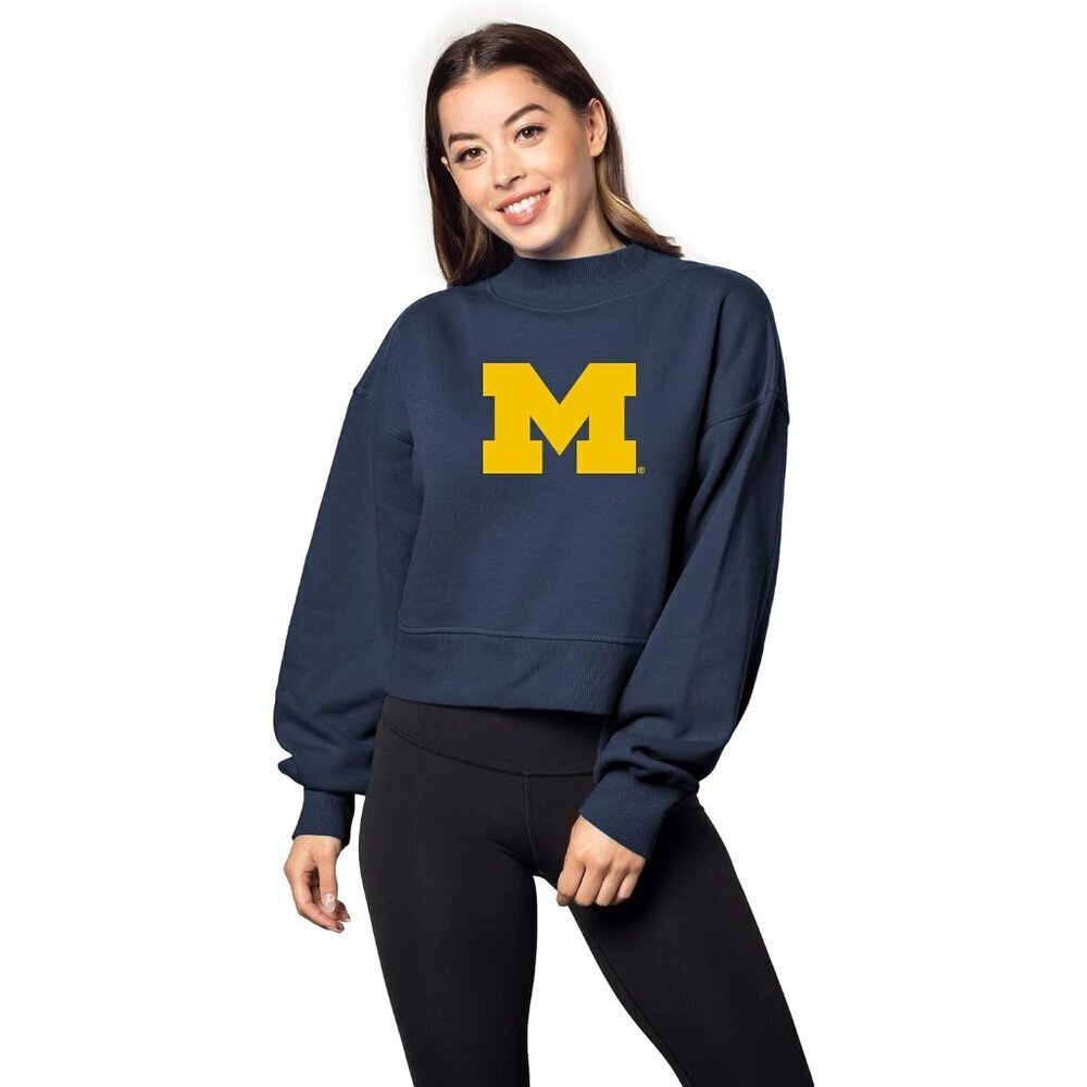 NCAA Womens Michigan Wolverines Sweatshirt Cotton Polyester Large Gameday Casual - Picture 4 of 5